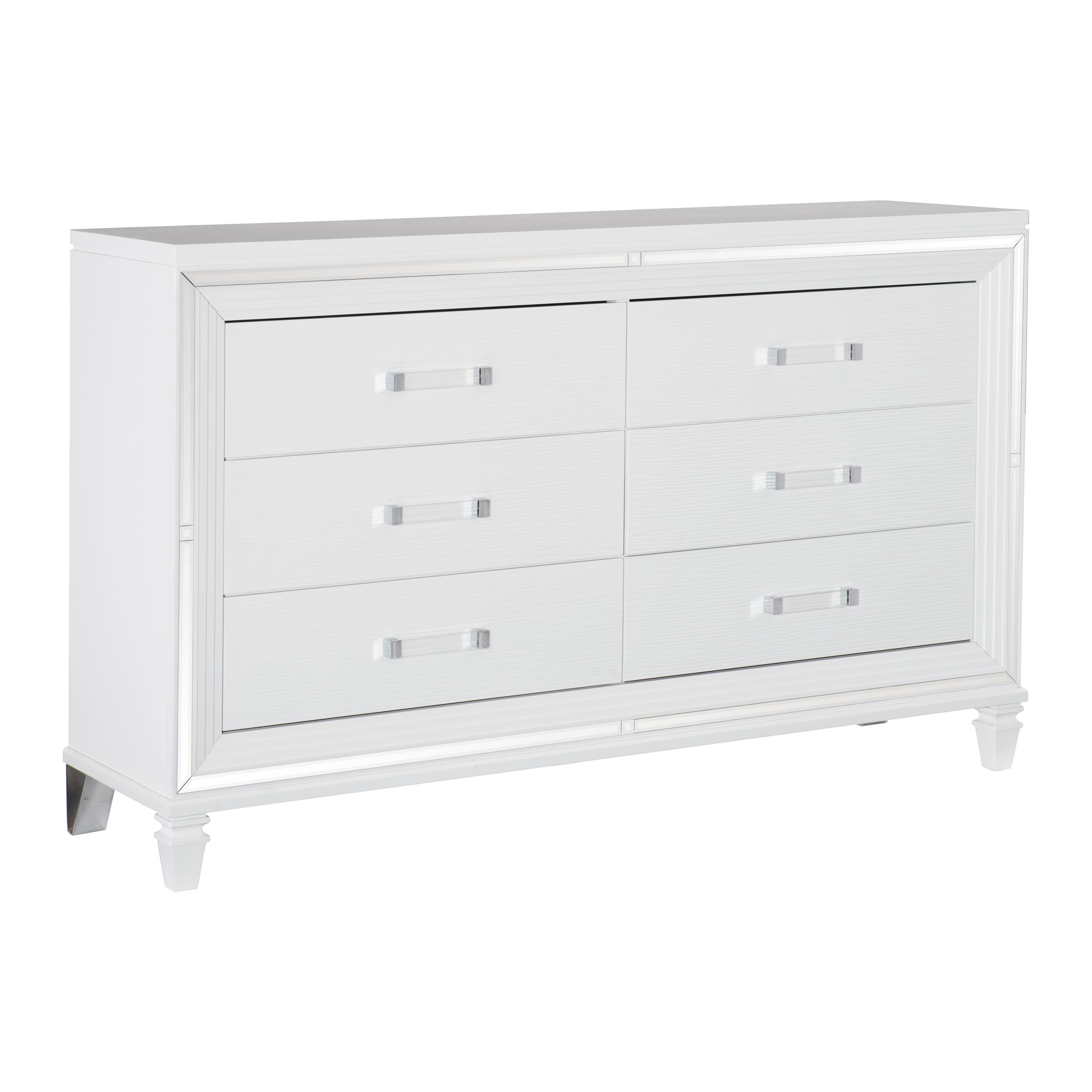 

    
Glam White Metallic Wood Dresser Homelegance 1616W-5 Tamsin
