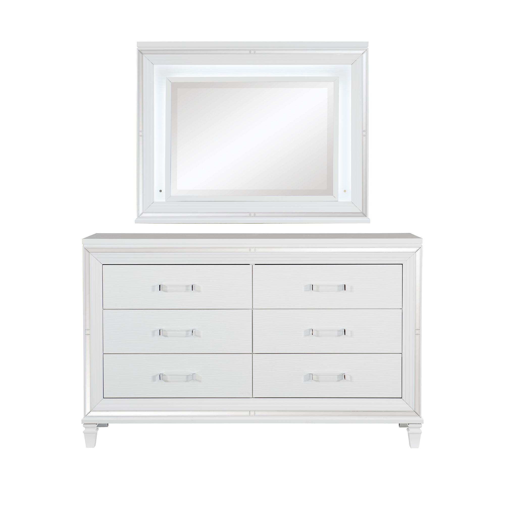 Modern Dresser w/Mirror 1616W-5*6-2PC Tamsin 1616W-5*6-2PC in White 