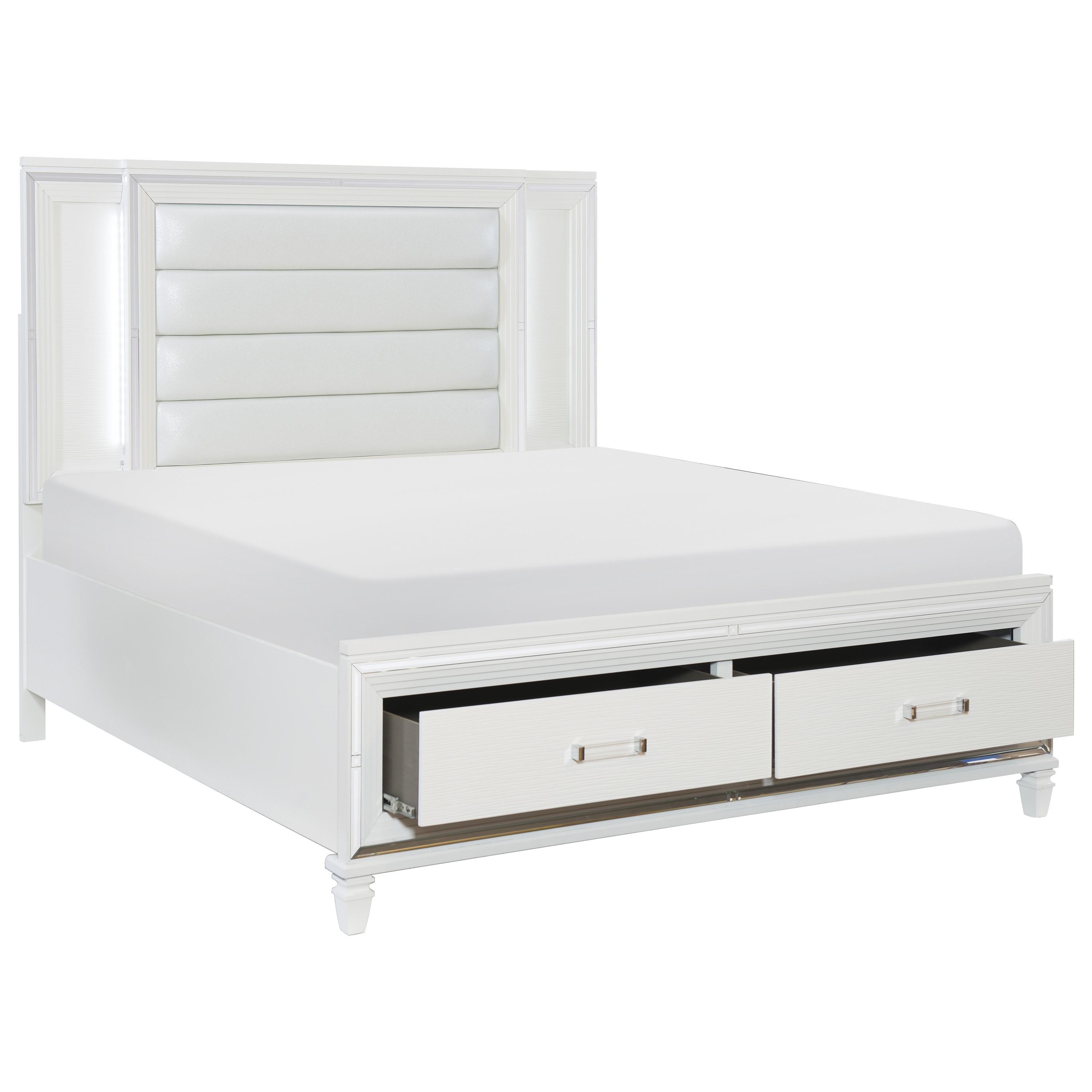 

    
Glam White Metallic Wood King Bed Homelegance 1616WK-1EK* Tamsin

