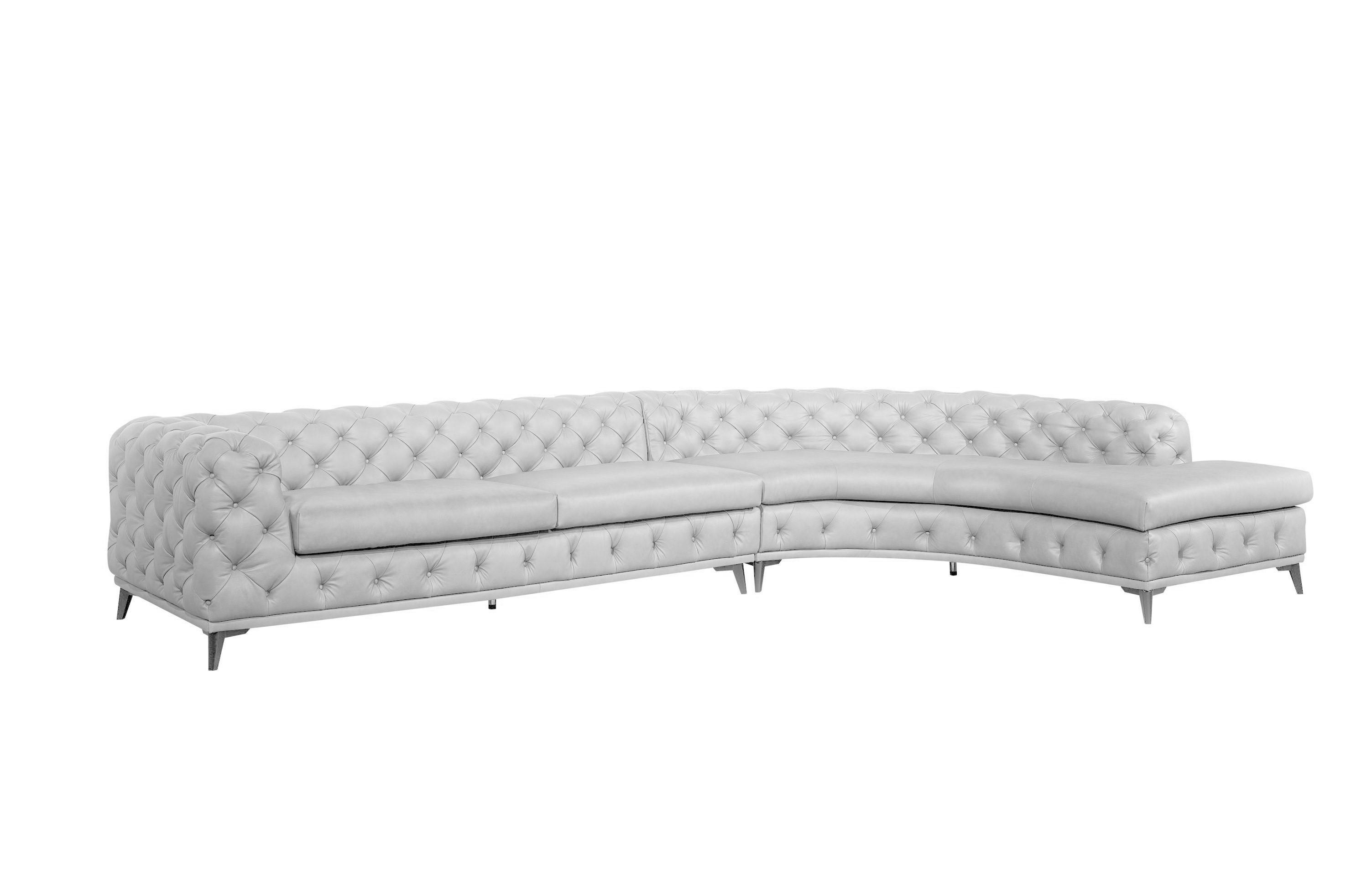 Contemporary, Modern Sectional Sofa Kohl VGEV-2179-WHT-RAF-SECT in White Leather