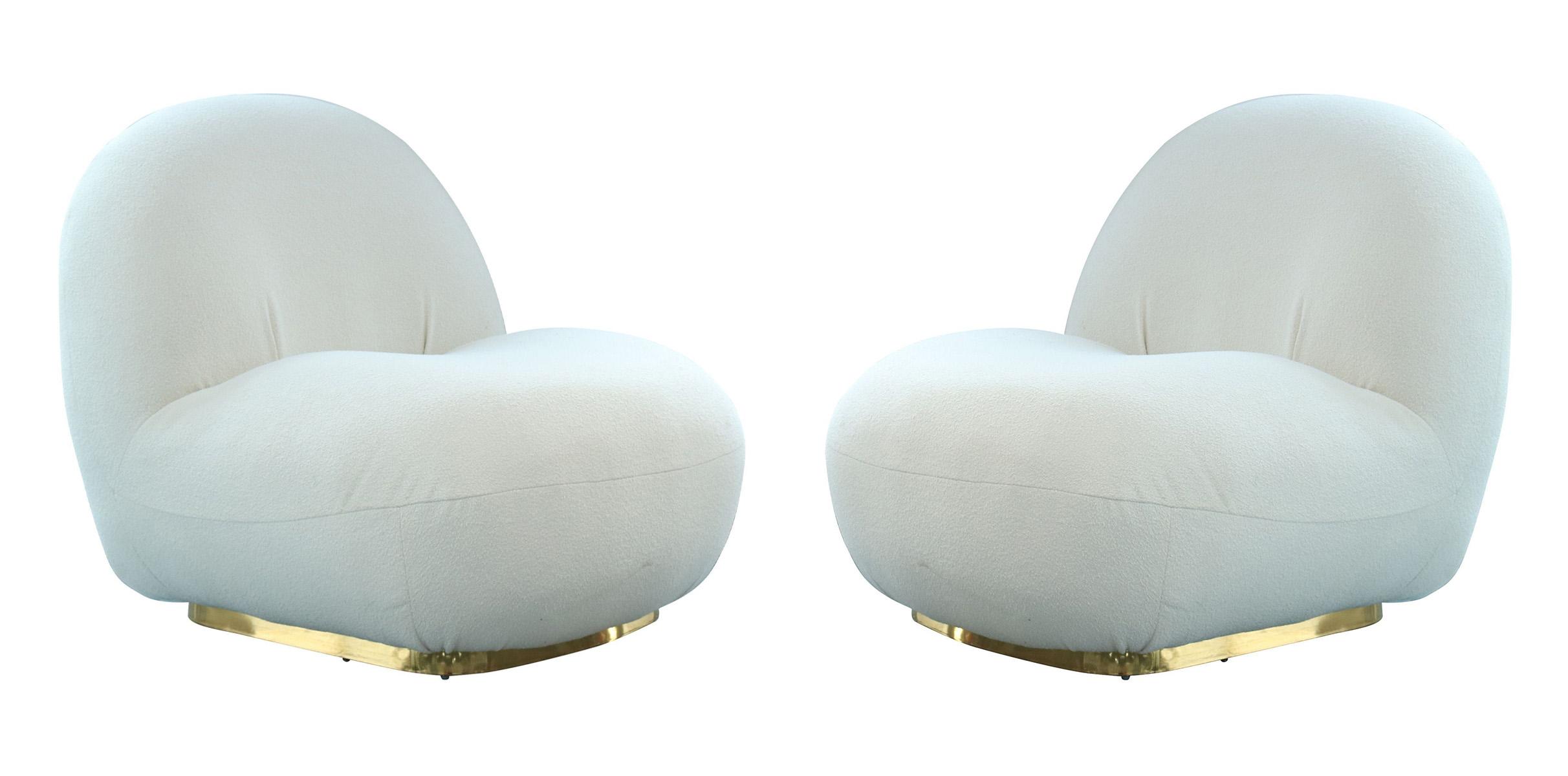 Contemporary, Modern Swivel Accent Chair Set VGMFOC-251-WHT-CH-Set-2 VGMFOC-251-WHT-CH-Set-2 in White Fabric