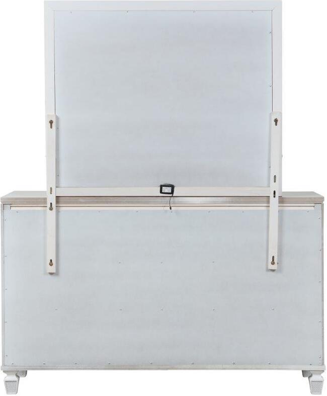 

    
Glam White Solid Wood Dresser & Mirror Set 2Pcs CRYSTAL Galaxy Home Modern
