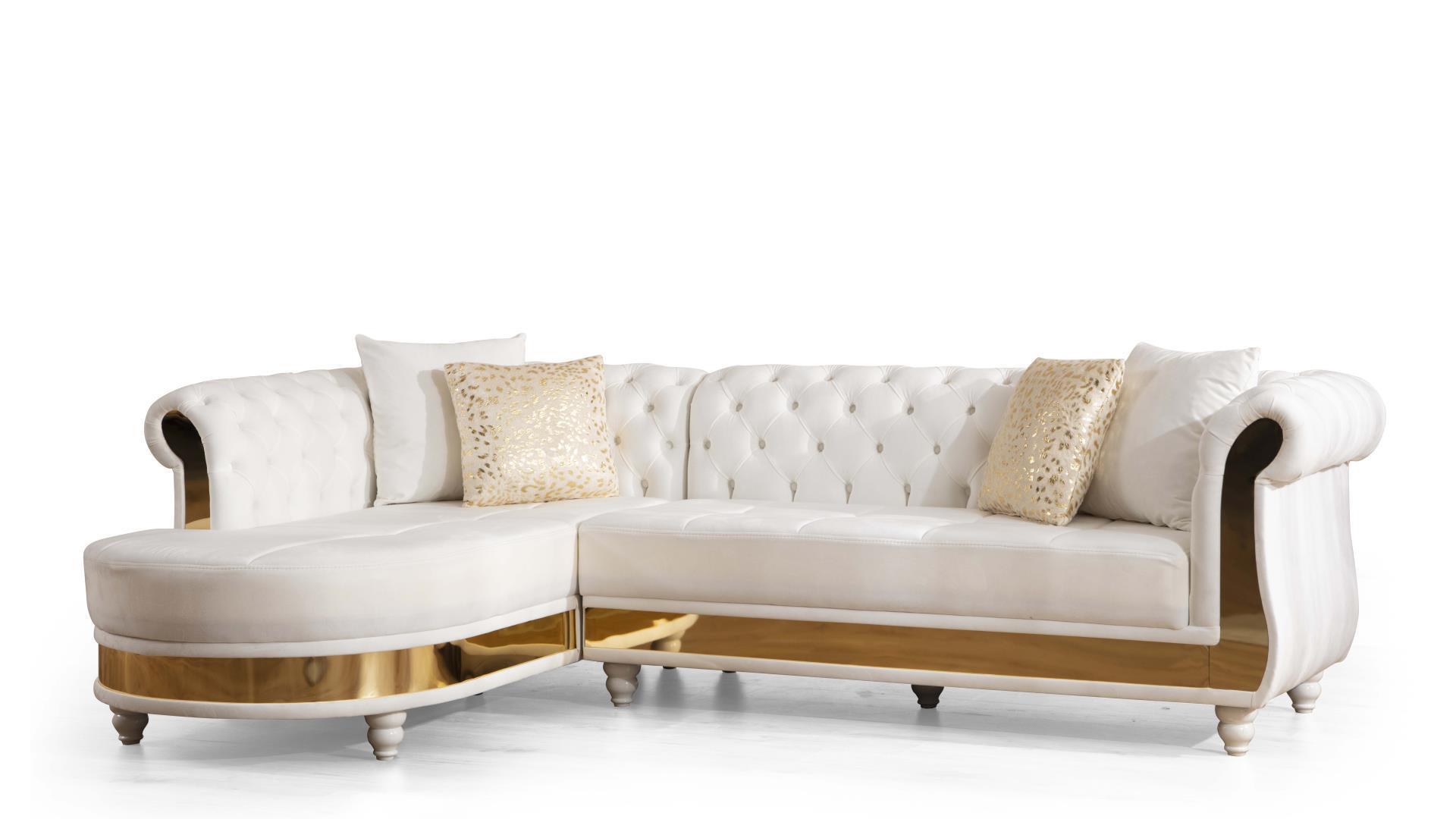 Contemporary, Modern Sectional Sofa JULIA-WH JULIA-WH in White Velvet