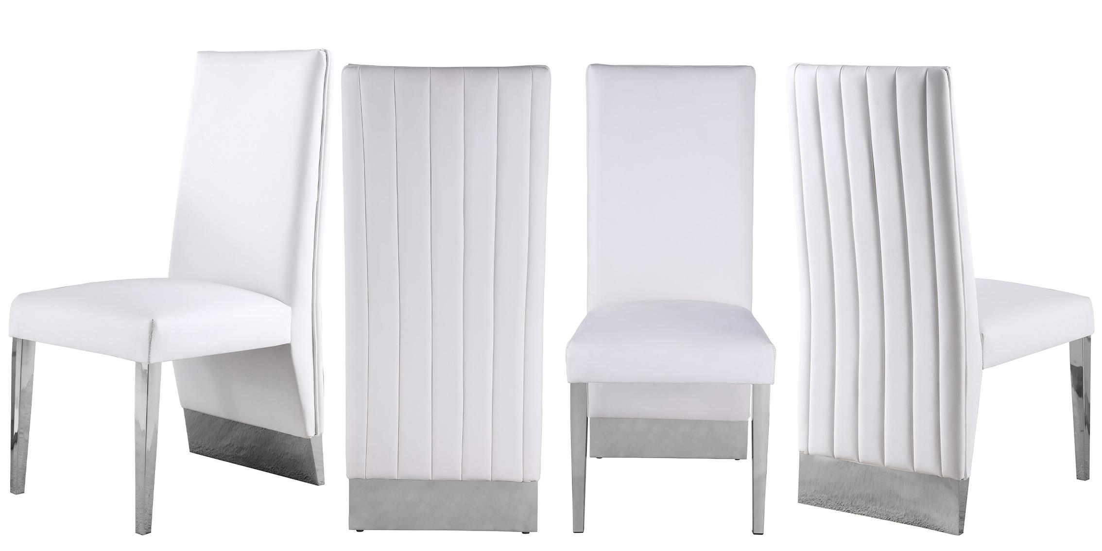 

    
Glam White Velvet & Chrome Dining Chair Set 4 PORSHA 750White Meridian Modern
