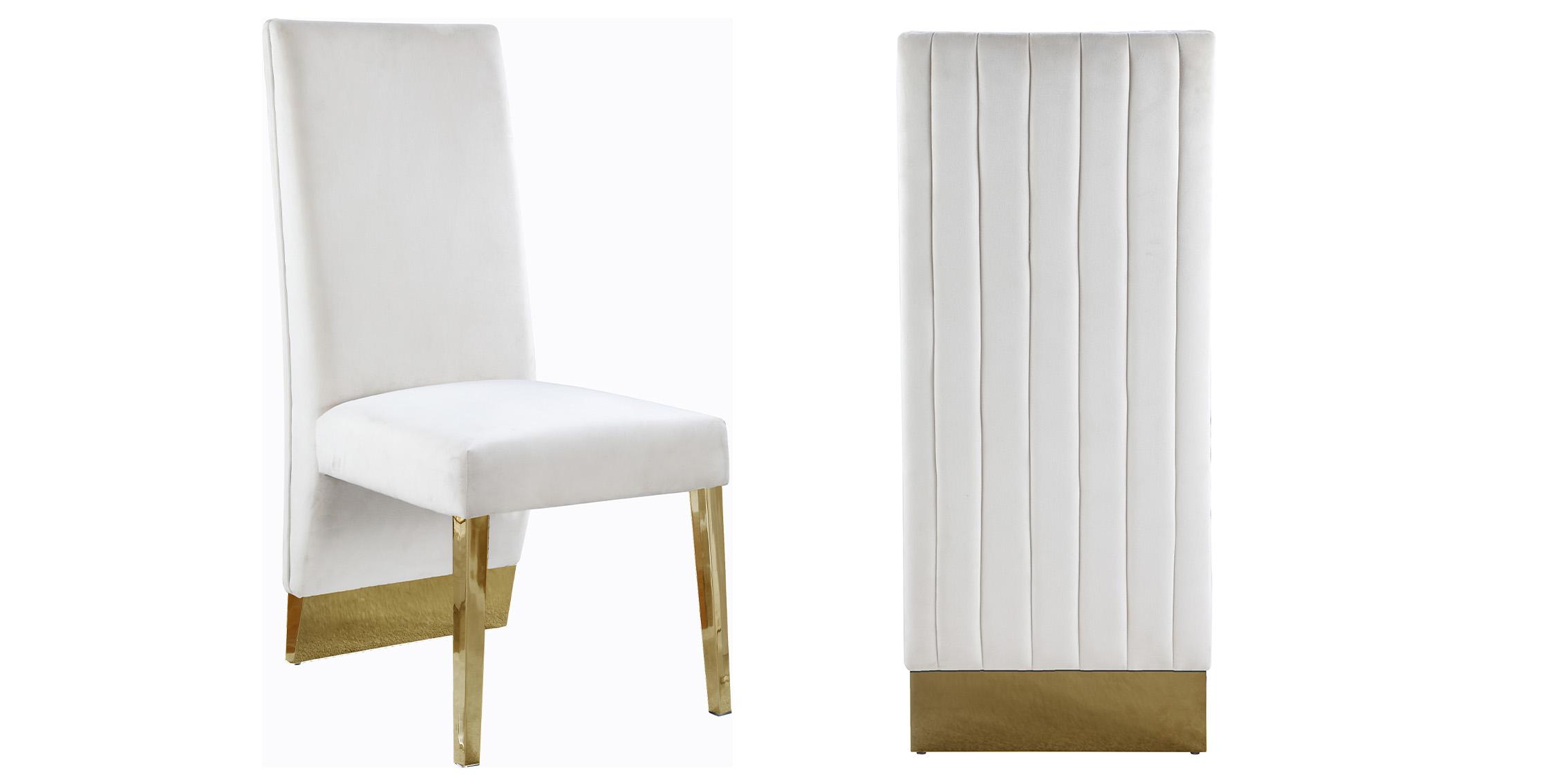 

    
Glam White Velvet Dining Chair Set 4Pcs 749White PORSHA Meridian Modern
