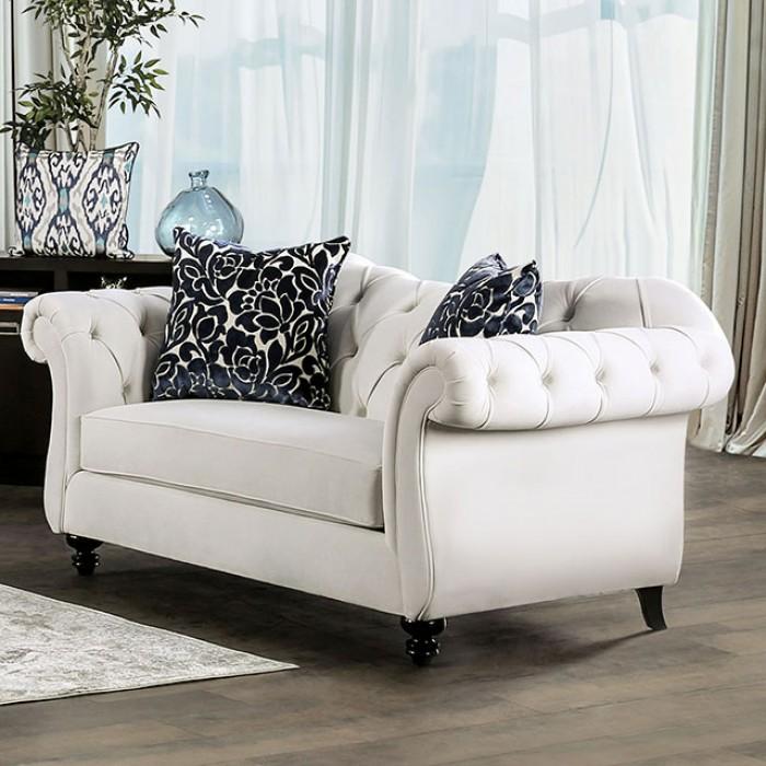 

    
Furniture of America SM2228-SF-2PC Antoinette Sofa and Loveseat Set White SM2228-SF-2PC
