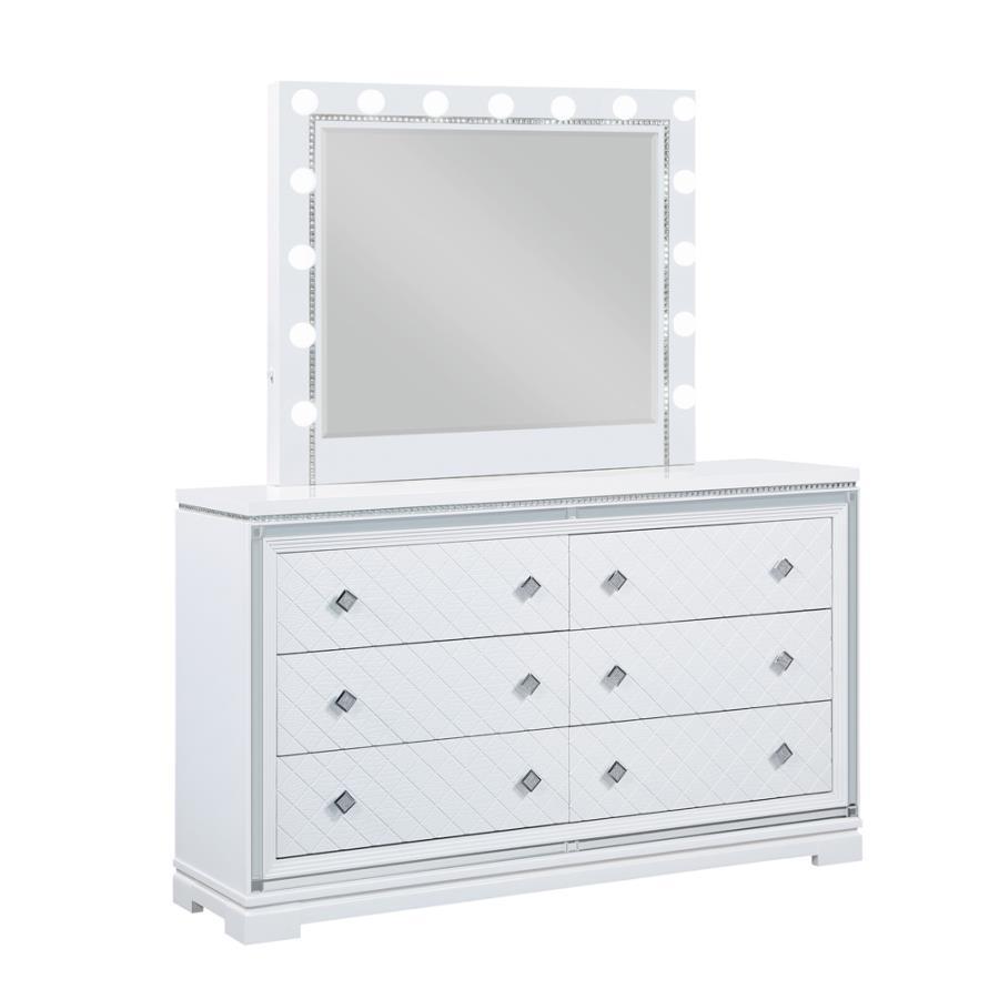 

    
Glam White Wood Dresser w/Mirror Coaster 223563 Eleanor
