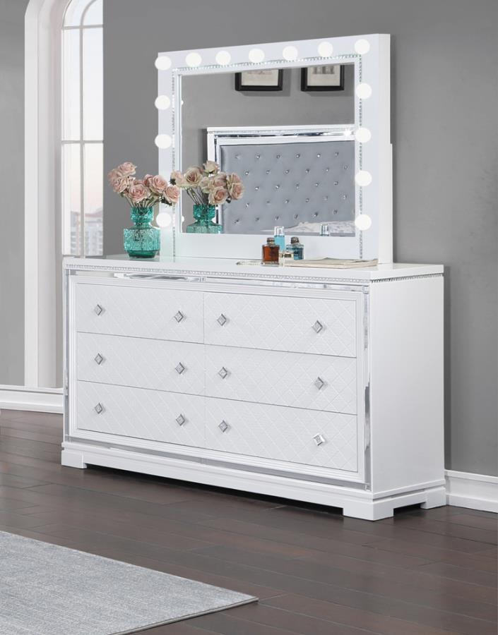 

    
223563-2PC Glam White Wood Dresser w/Mirror Coaster 223563 Eleanor
