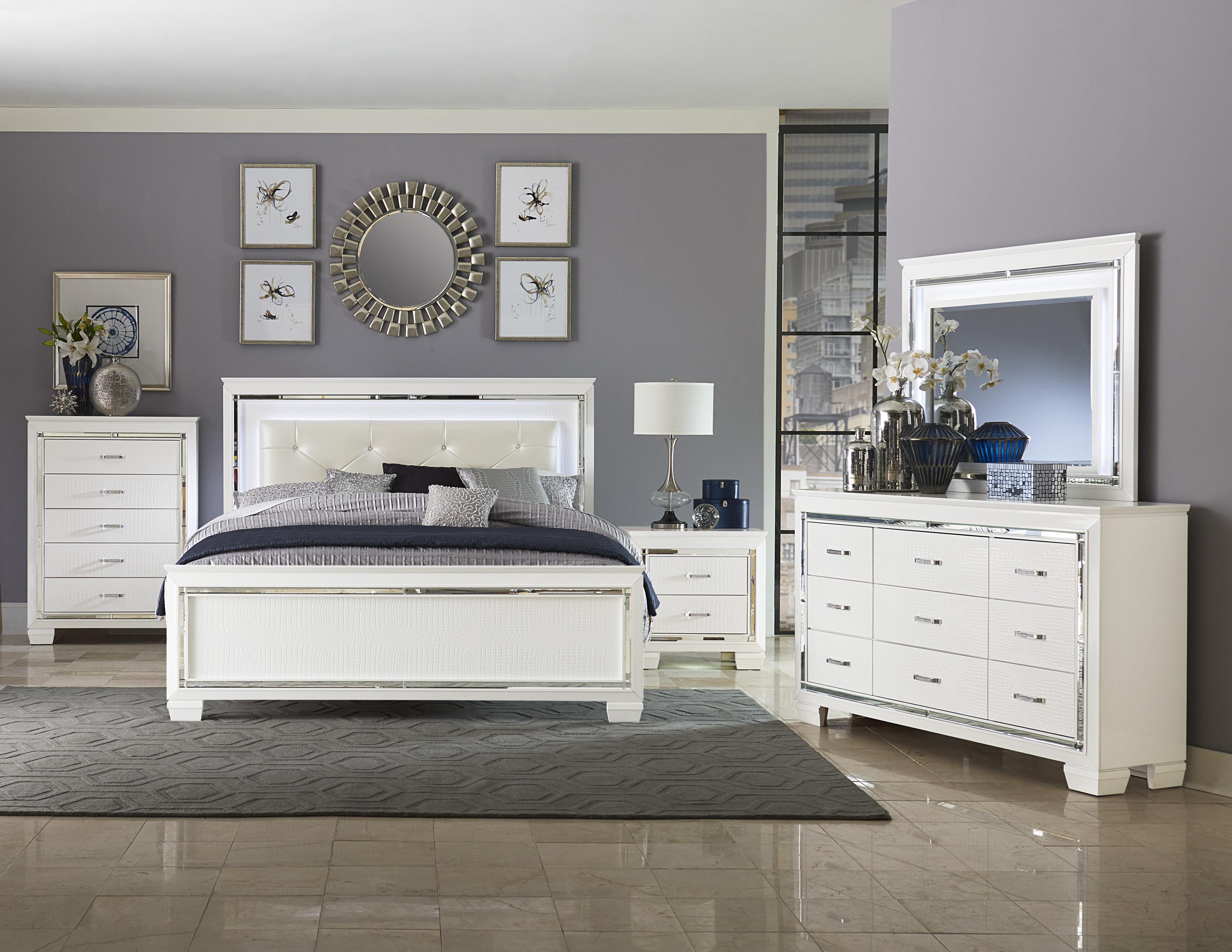 Modern Bedroom Set 1916FW-1-5PC Allura 1916FW-1-5PC in White Faux Leather