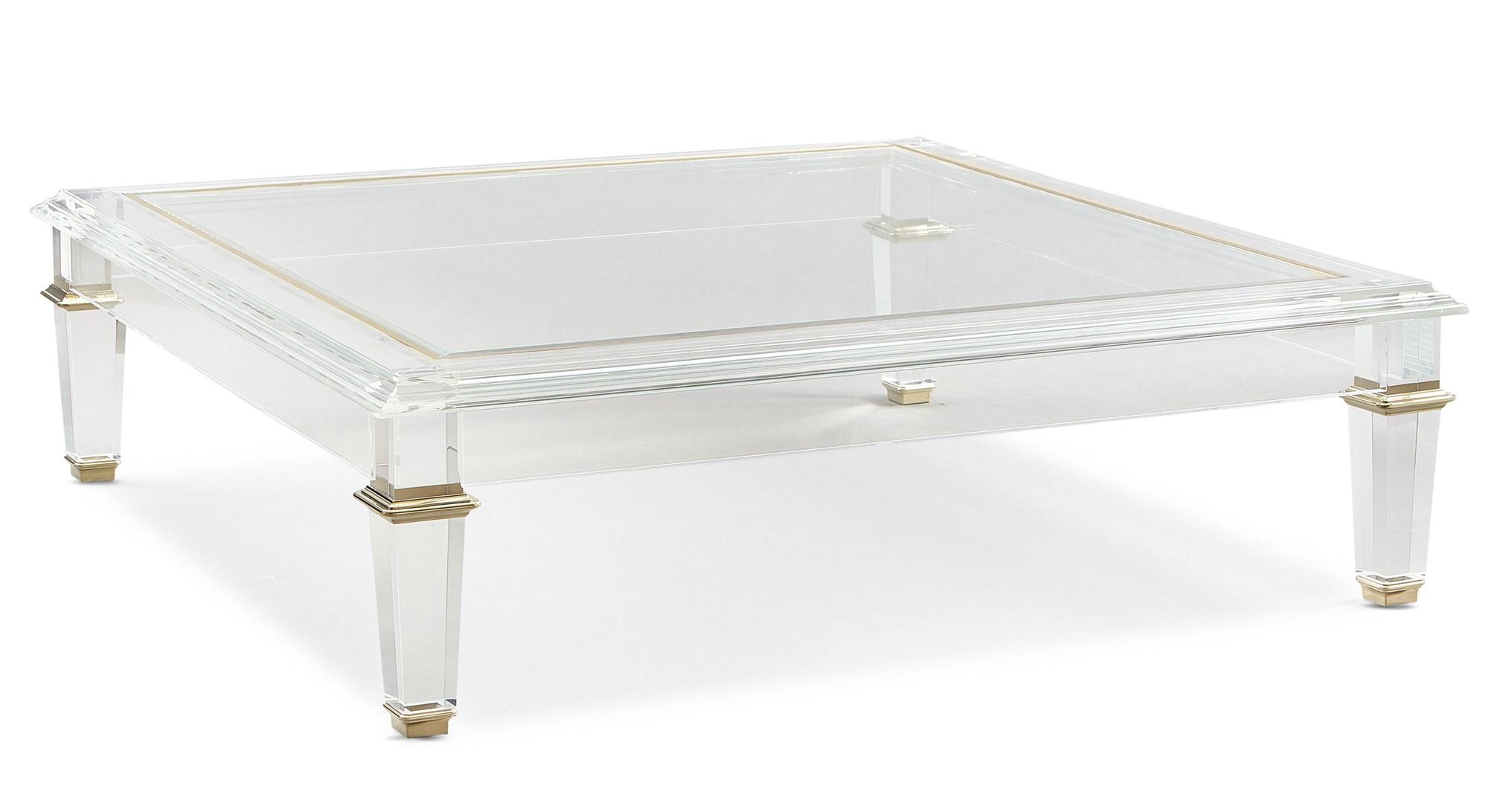 

    
Glass, Acryl And Majestic Gold Finish PIERRE COCKTAIL TABLE by Caracole

