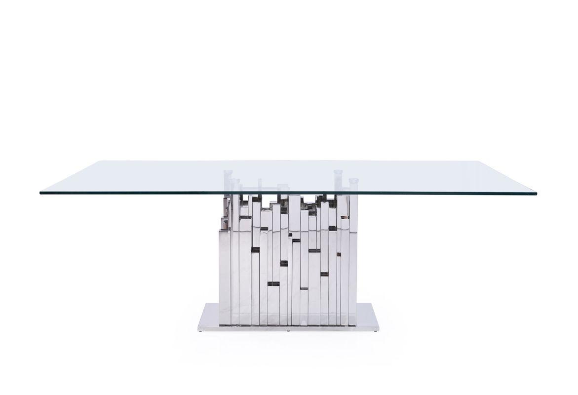 

    
Modern Glass & Stainless Steel Dining Table by VIG Modrest Edwin
