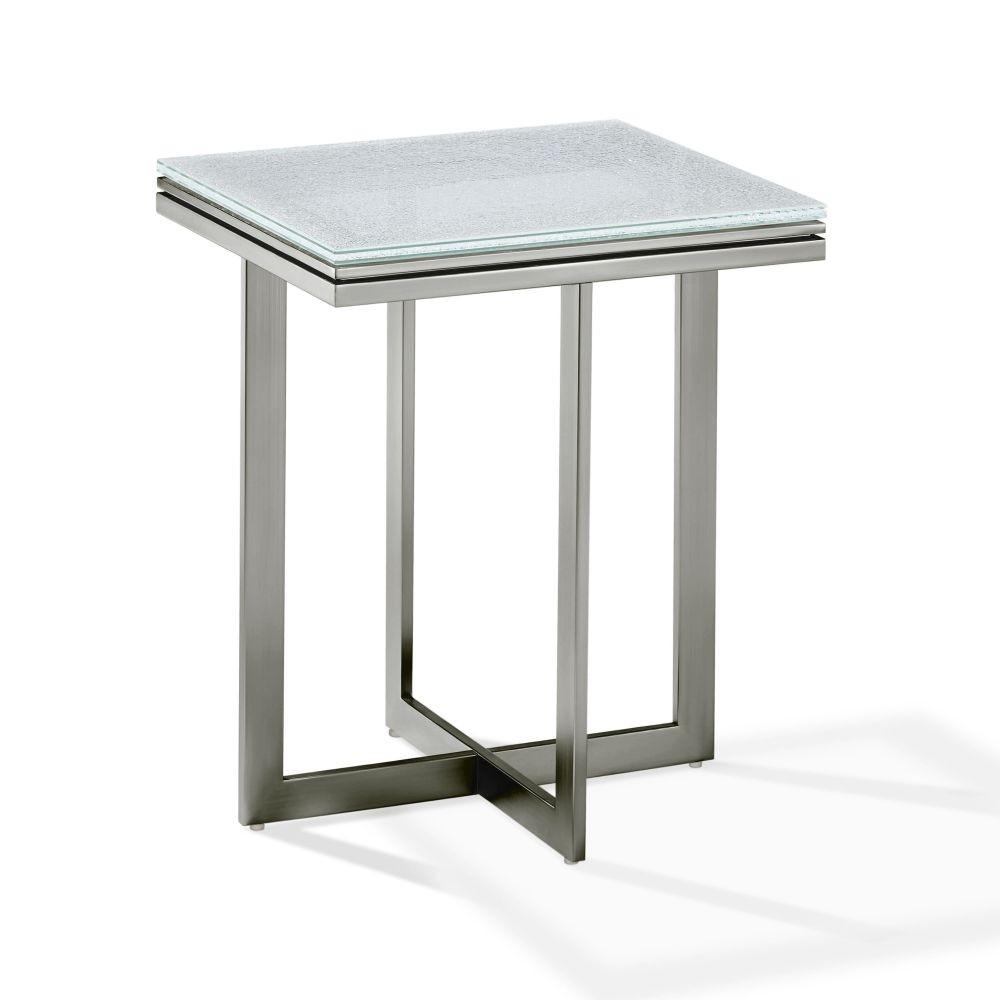 Modern End Table Eliza 5WT722 in White, Silver 