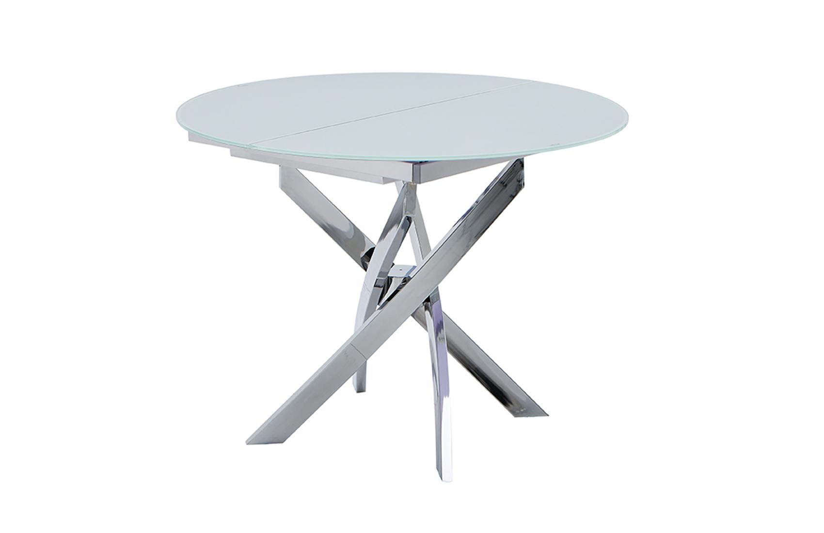 Contemporary, Modern Dining Table 2303 2303DININGTABLE in White, Silver Glass Top