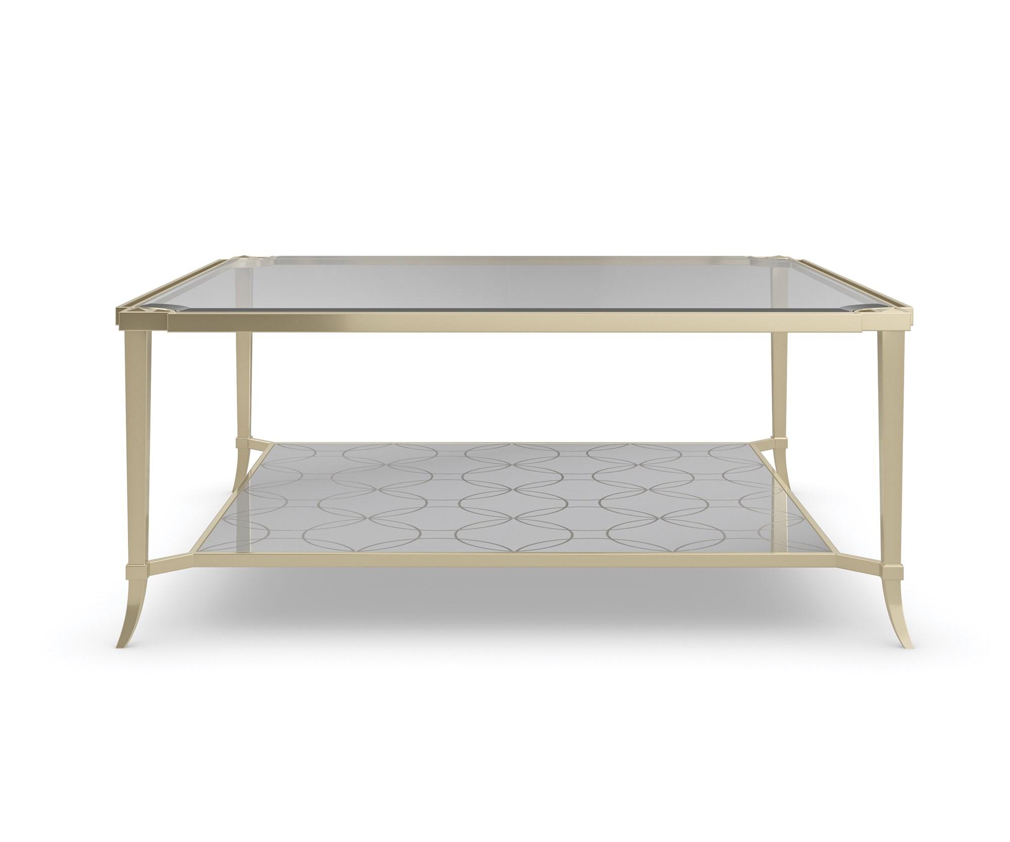 

    
Glass Top & Metal Frame in Whisper of Gold Coffee Table PRINCE CHARMING by Caracole
