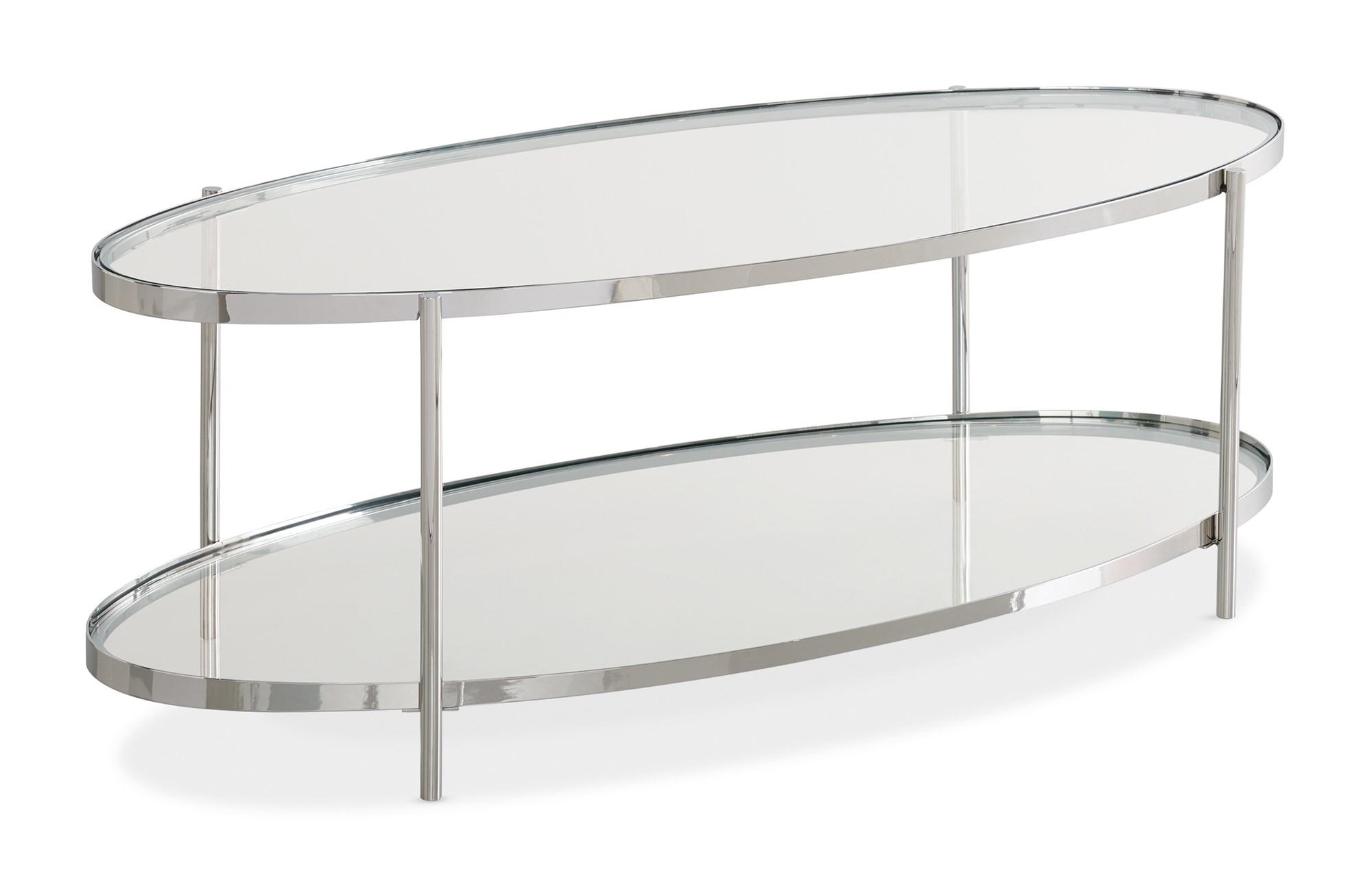 

    
Glass Top & Polished Metal Frame OVAL COCKTAIL TABLE and 2 Pc ROUND END TABLE by Caracole

