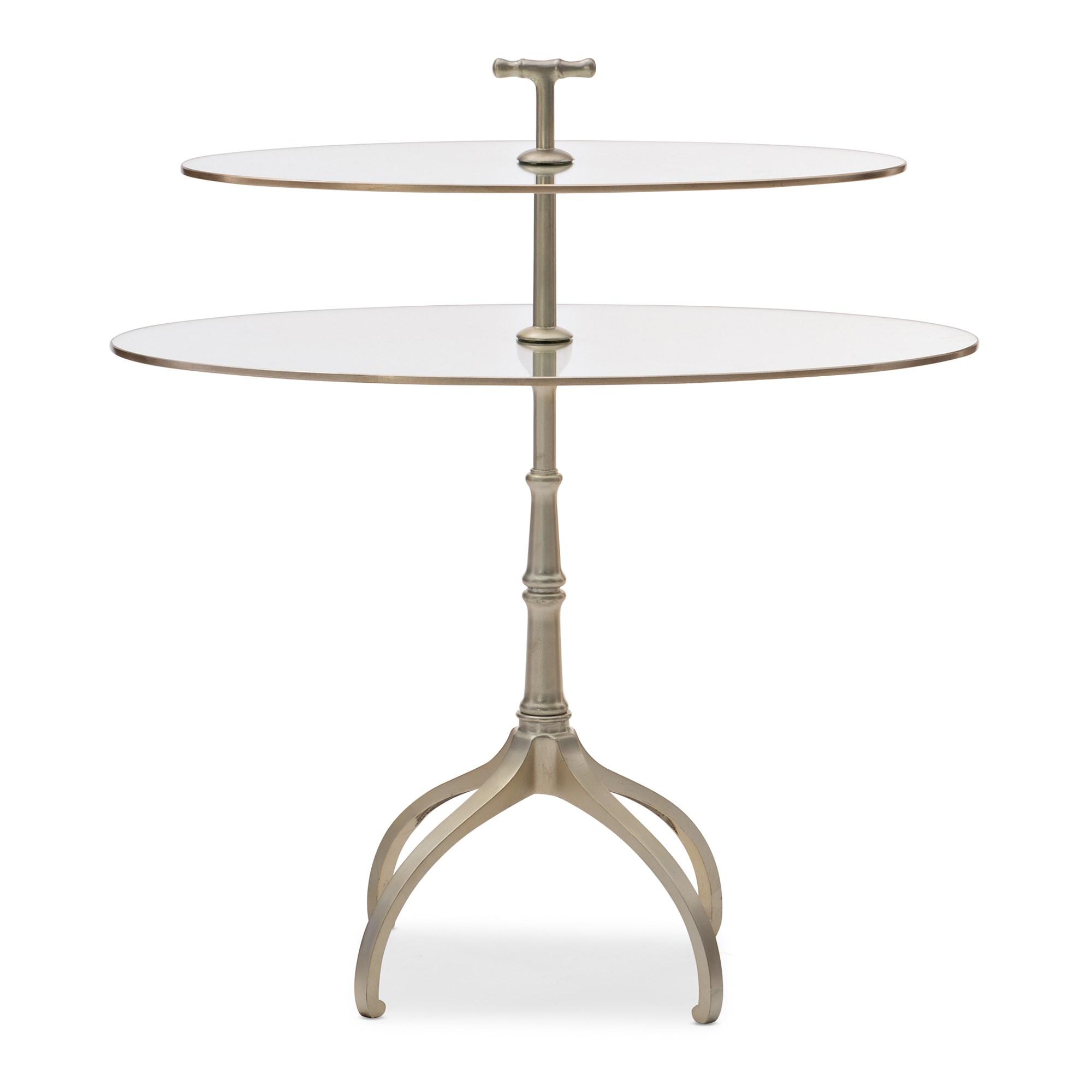 

    
Glass Top W/ Silverleaf Edging End Table MOVE TWO TIERS by Caracole
