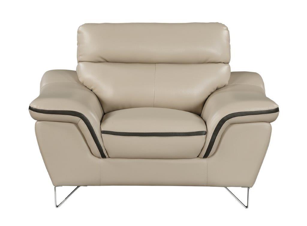 

    
Contemporary Beige Premium Leather Match Armchair Global United 168
