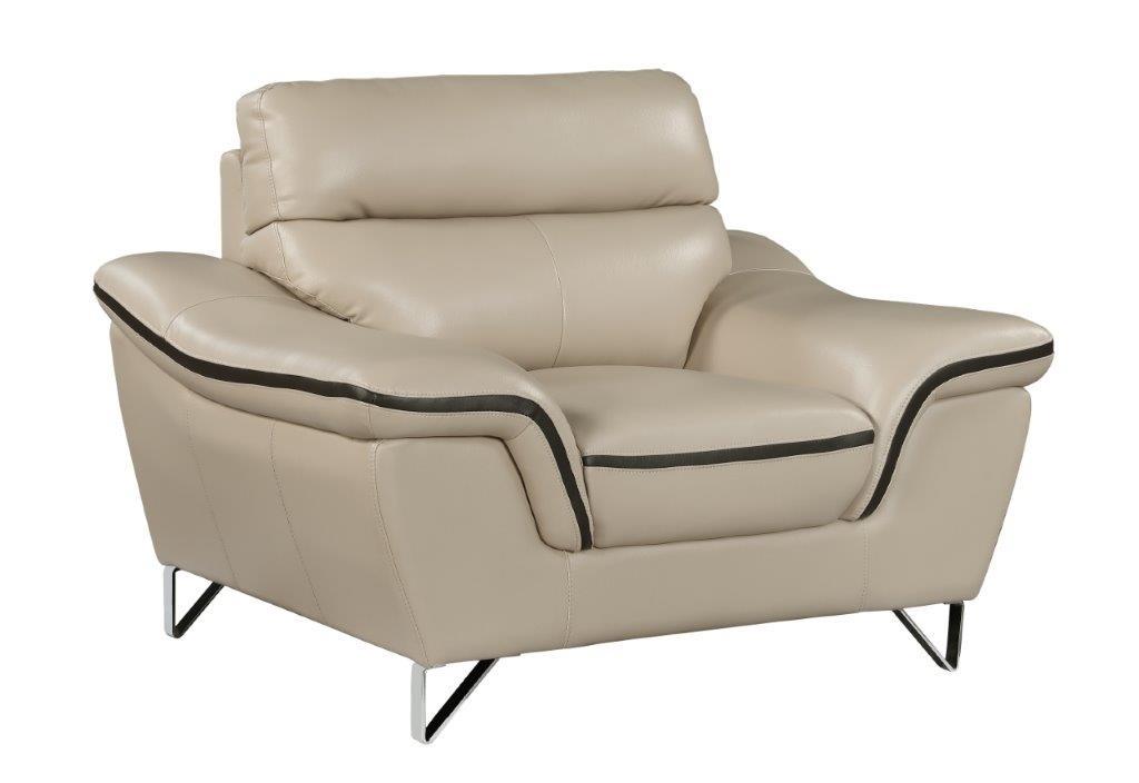 

    
Contemporary Beige Premium Leather Match Armchair Global United 168
