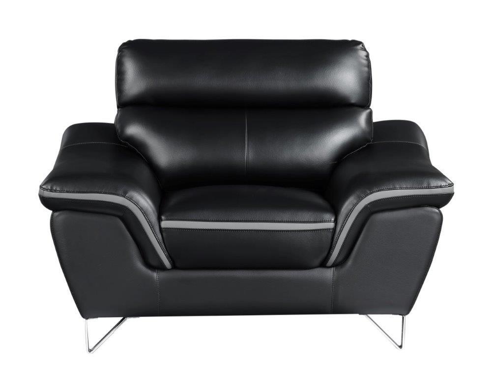 

    
Contemporary Black Premium Leather Match Armchair Global United 168
