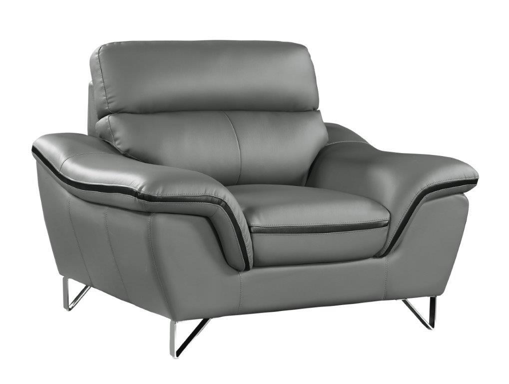 Contemporary Armchair 168 168-GRAY-CH in Gray Leatder Match