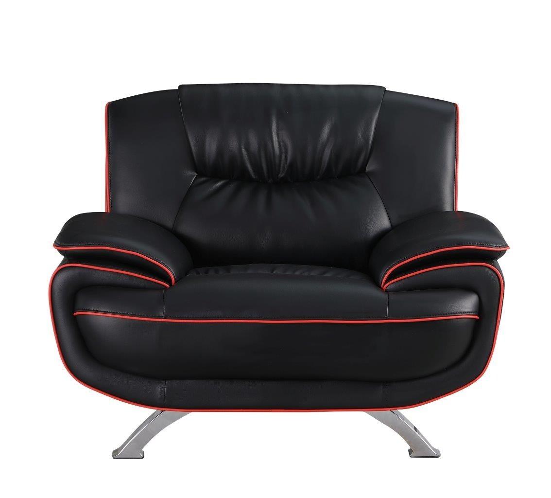 

    
Contemporary Black Premium Leather Match Armchair Global United 405
