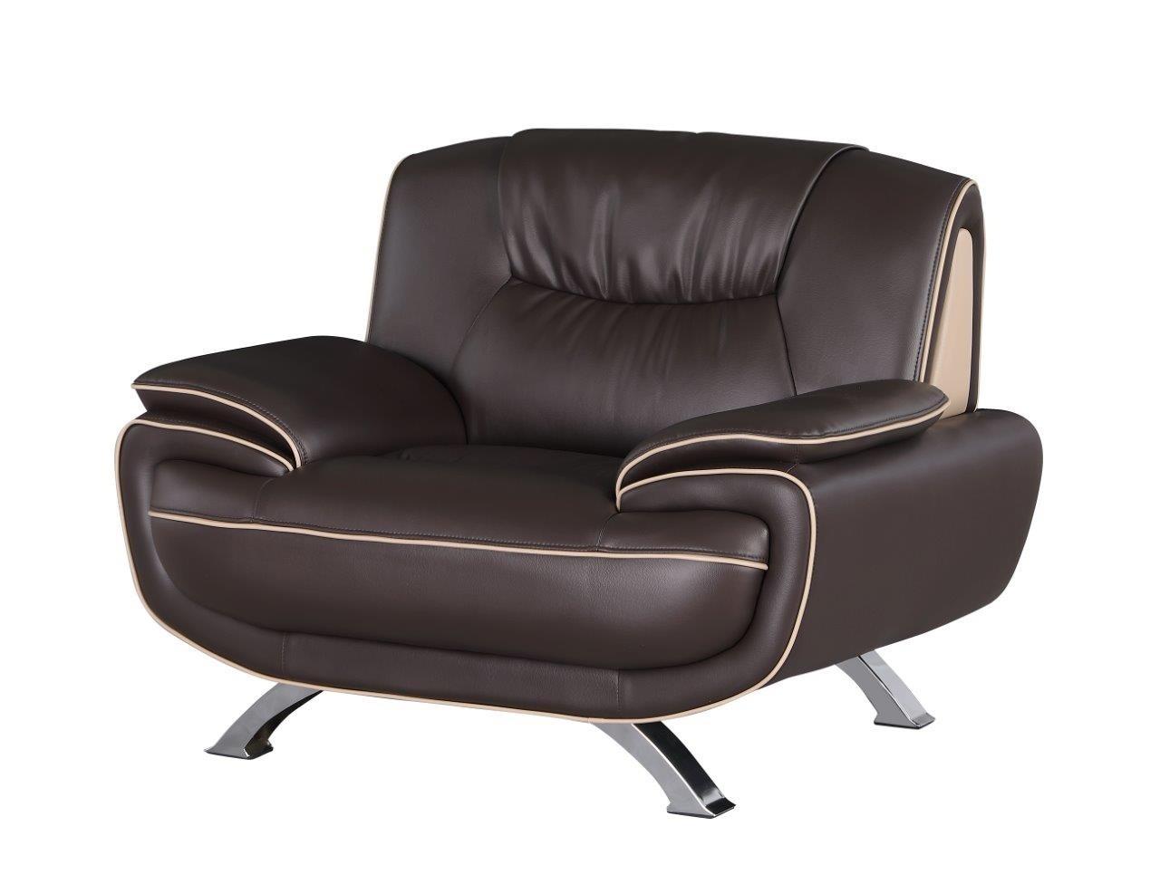 Contemporary Armchair 405 405-BROWN-CH in Brown Leather Match
