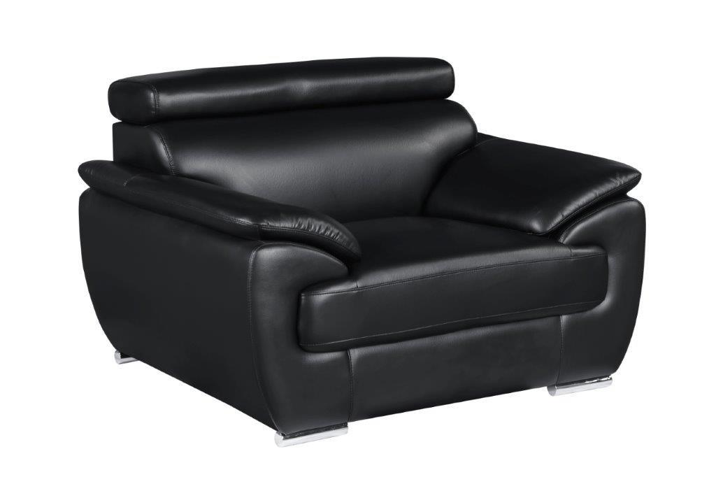 Contemporary Armchair 4571 4571-BLACK-CH in Black Leather Match