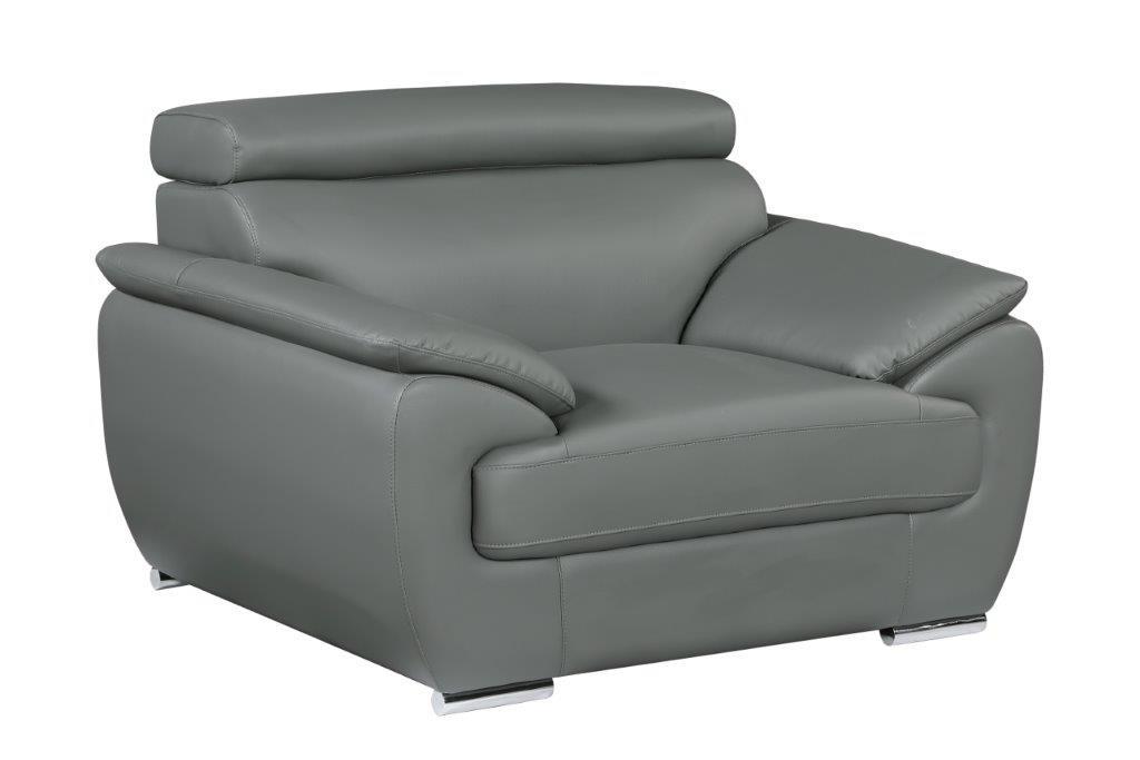 Contemporary Armchair 4571 4571-GRAY-CH in Gray Leather Match