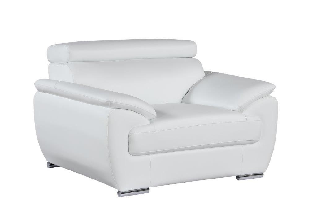 Contemporary Armchair 4571 4571-WHITE-CH in White Leatder Match