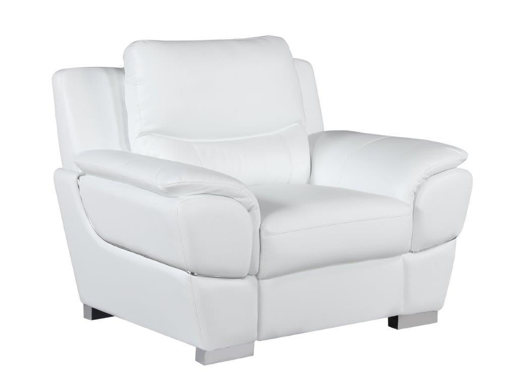 Contemporary Armchair 4572 4572-WHITE-CH in White Leatder Match