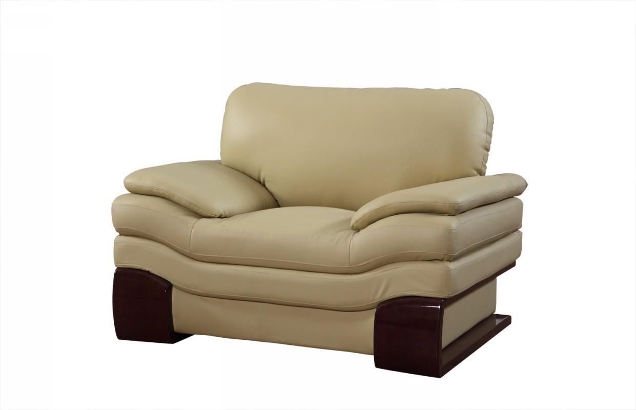 Contemporary Chair 728 728-BEIGE-CH in Beige Leatder Match