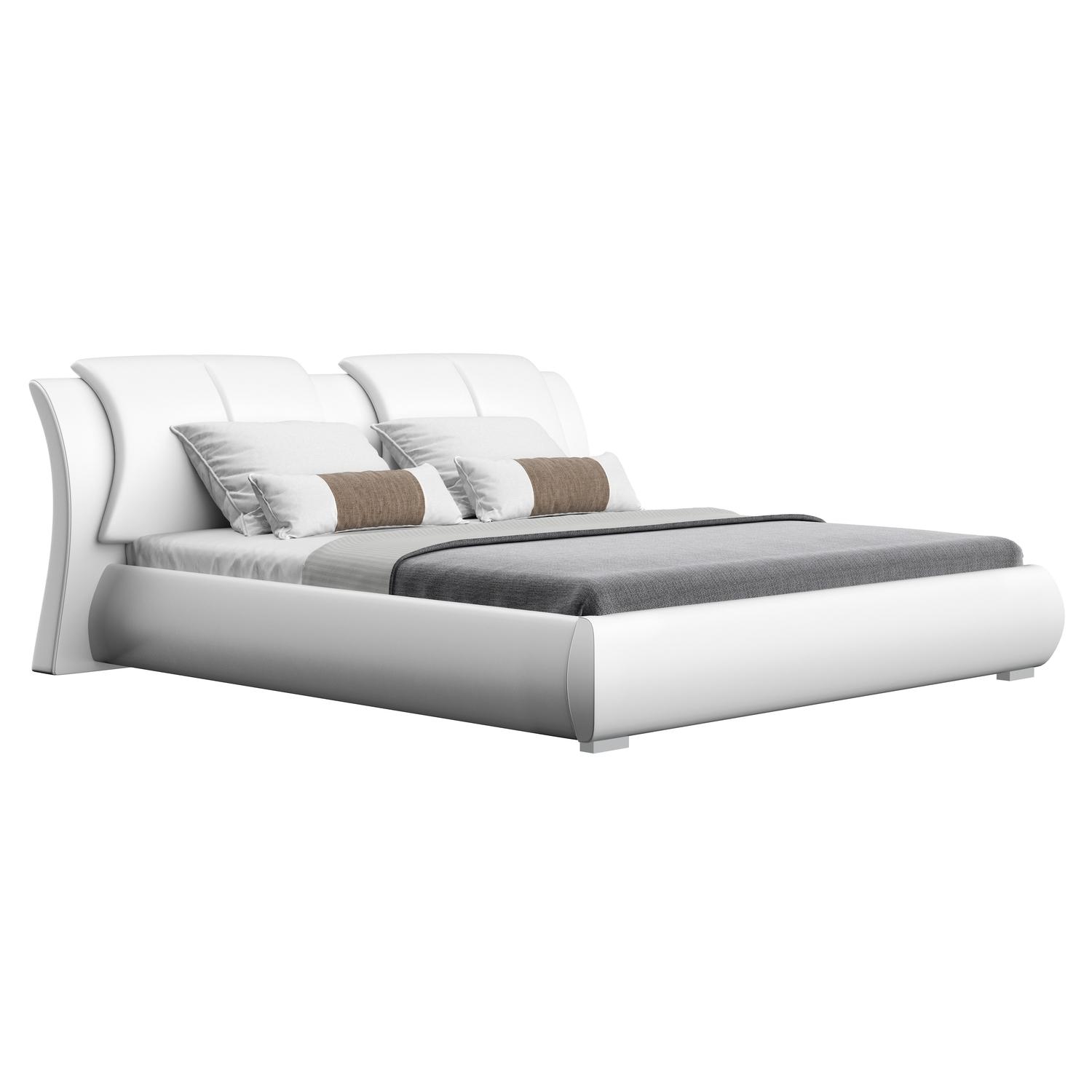 Contemporary, Modern Platform Bed 8269 8269-WH-QB in White Faux Leather