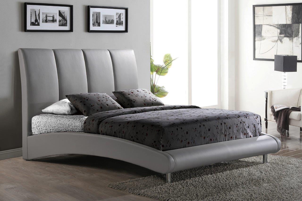 Contemporary, Modern Platform Bed 8272 8272-GRAY-Q-Bed in Gray Faux Leather