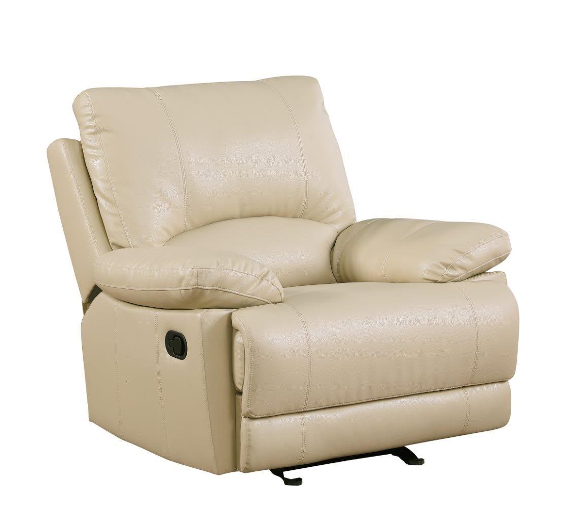 Contemporary Recliner Chair 9345 9345-BEIGE-CH in Beige Leatder Air / Match