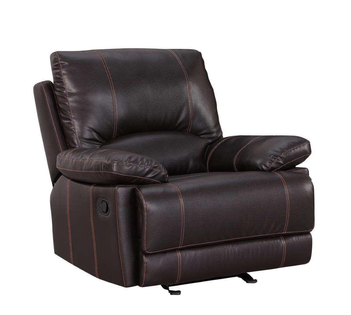 Contemporary Recliner Chair 9345 9345-BROWN-CH in Brown Leatder Air / Match