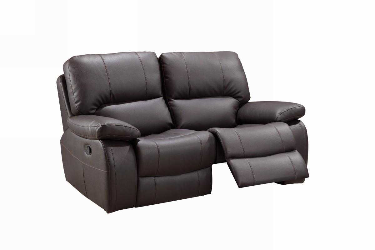 Contemporary Recliner Loveseat 9389 9389-BROWN-L in Brown Leather gel match