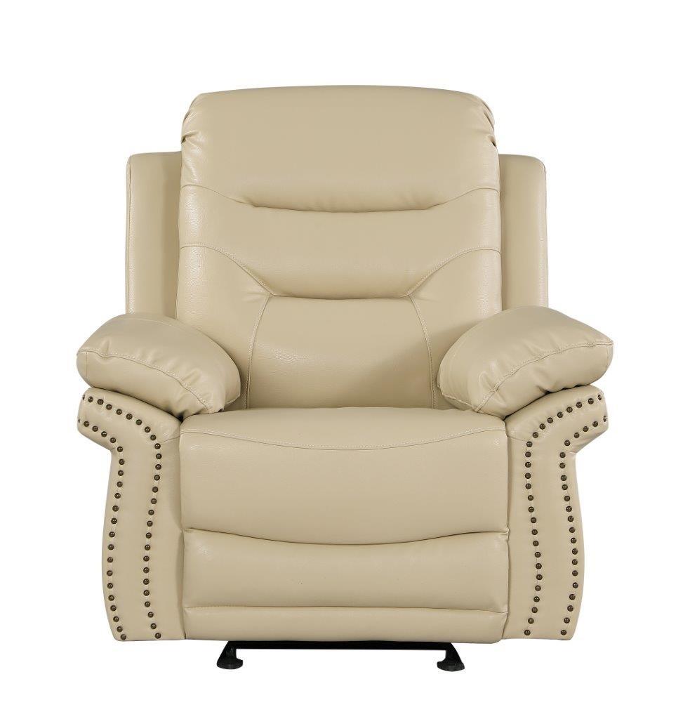 

    
Beige Leather Air / Match Recliner Chair Global United 9392
