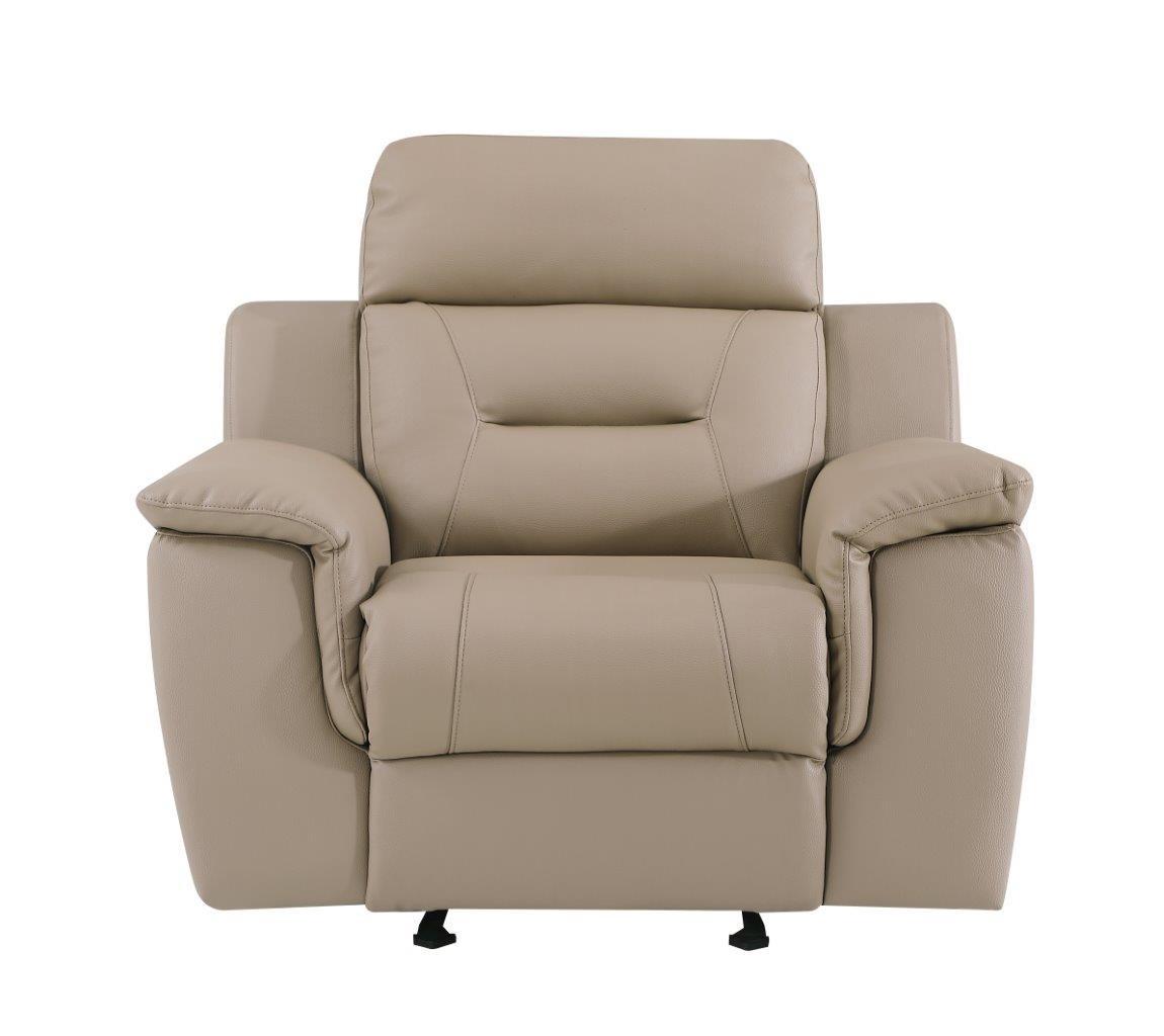 

    
Contemporary Beige Leather Gel / Match Recliner Armchair Global United 9408
