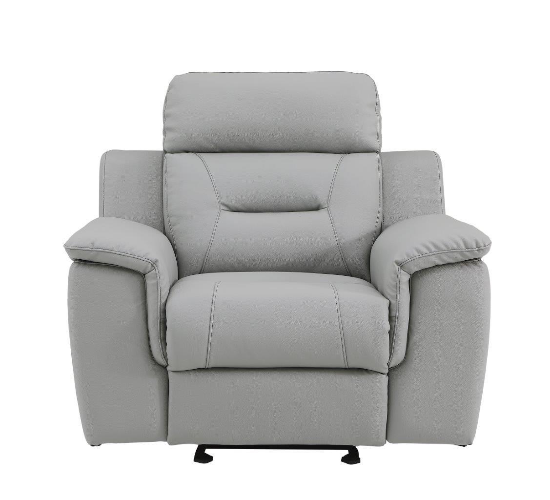 

    
Contemporary Gray Leather Gel / Match Recliner Armchair Global United 9408
