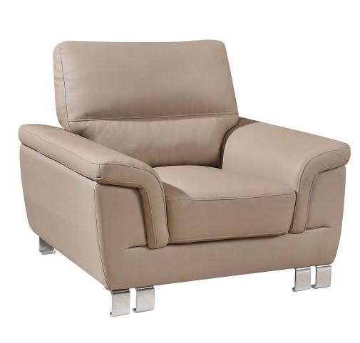 Contemporary Chair 9412 9412-BEIGE-CH in Beige Leatder Gel / Match