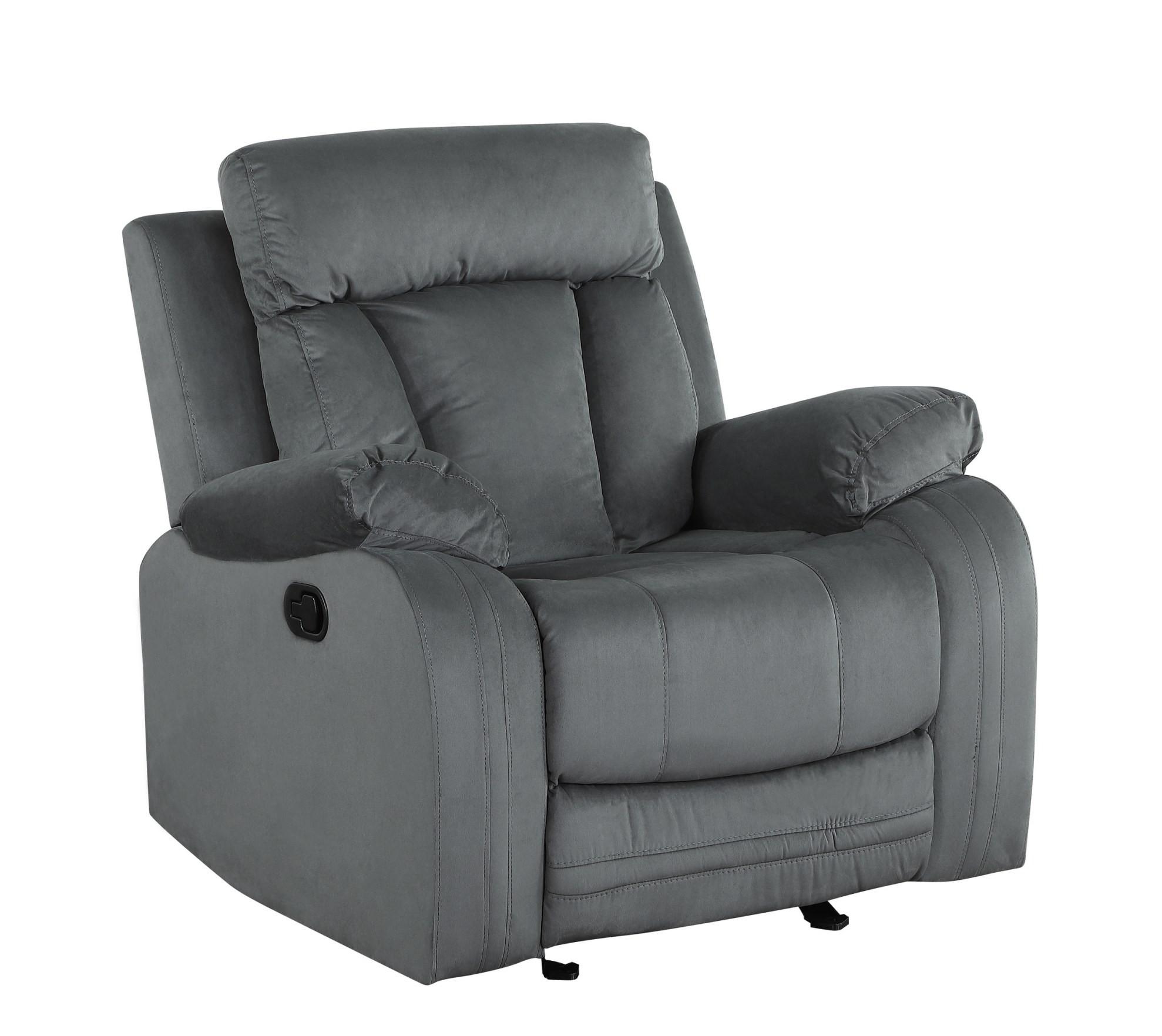 Contemporary Recliner Chair 9760 9760-GRAY-CH in Gray Microfiber