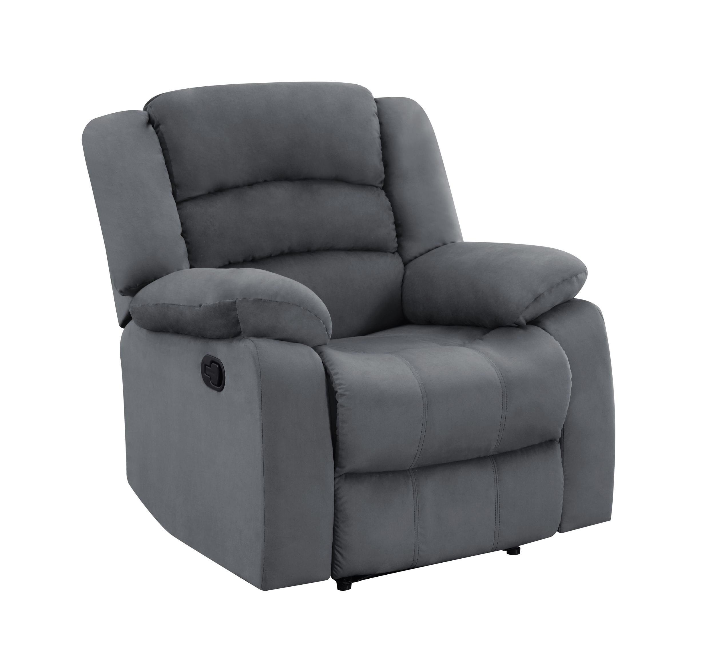 Contemporary Recliner Chair 9824 9824-GRAY-CH in Gray Microfiber
