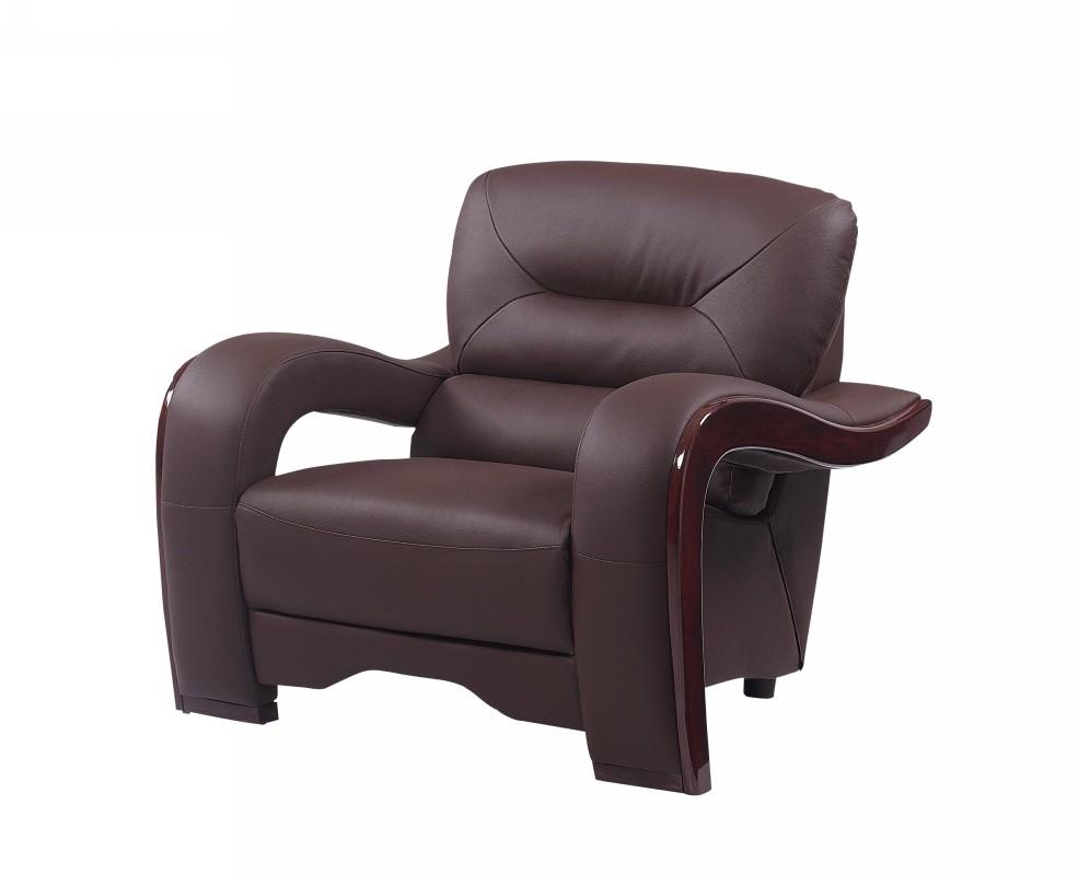 Contemporary Armchair 992 992-BROWN-CH in Brown Leather Match