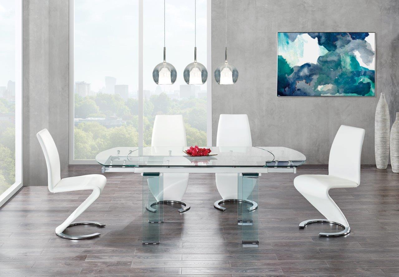 

    
D2160DT Tempered Glass Top Table & White PU Chair Dining Set 5 Pcs Global USA
