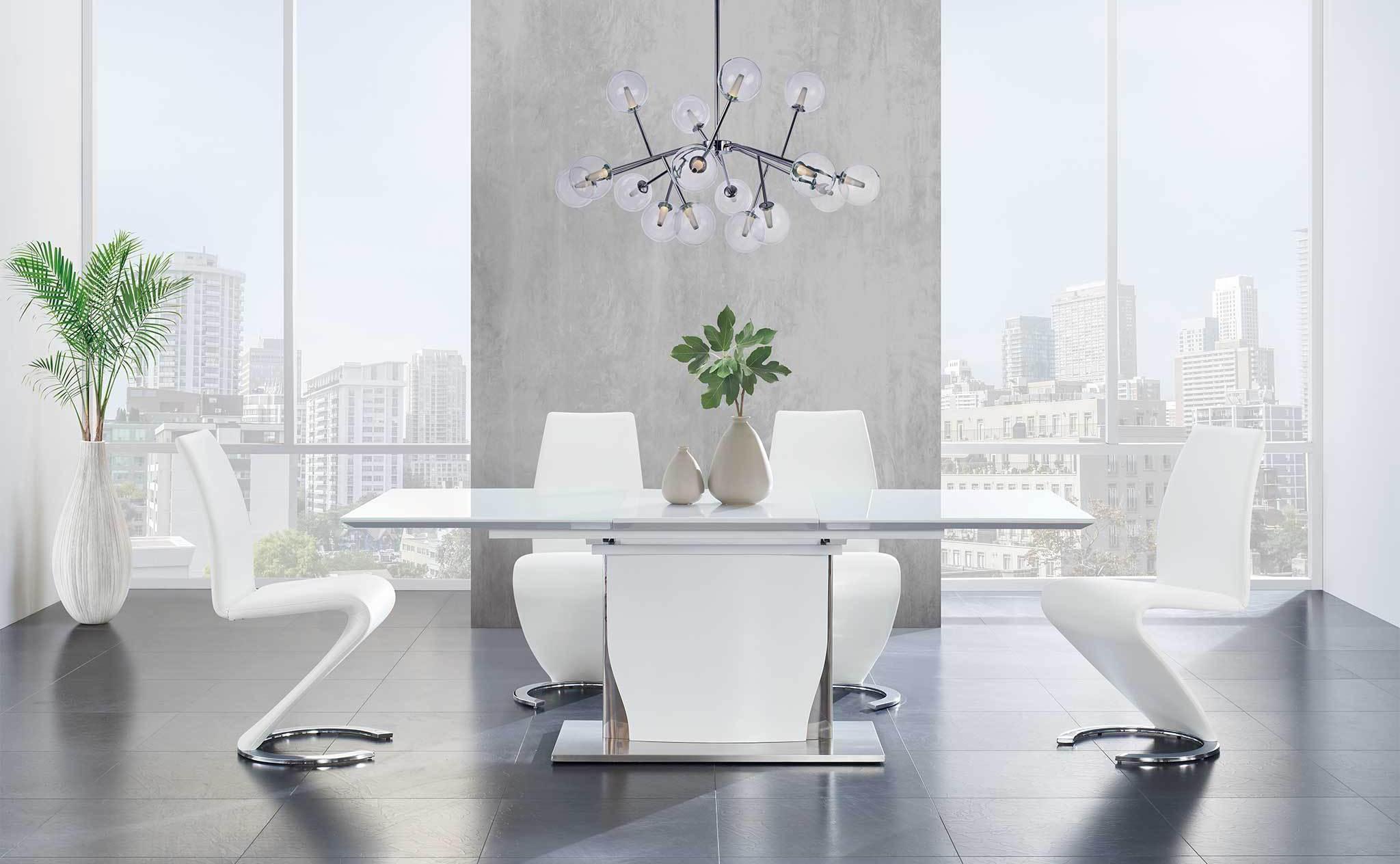 

    
D2279DT High Gloss White Finish Table & White PU Chair Dining Set 5 Pcs Global USA
