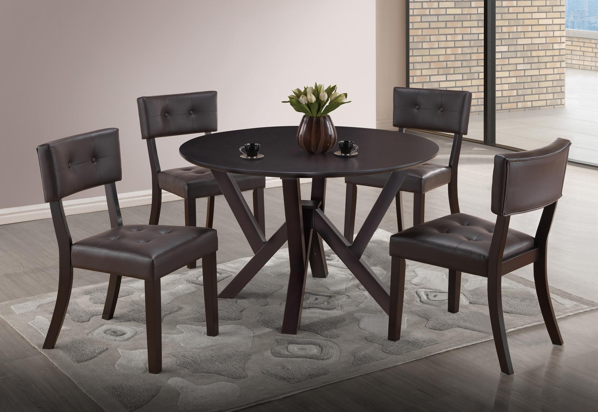 

    
Global Furniture D4848 Modern Cappuccino/Brown PVC Dining Room Set 5Pcs
