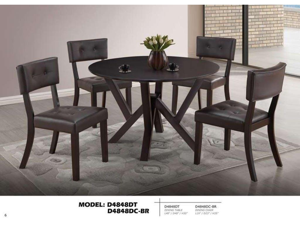 

    
Global Furniture D4848 Modern Cappuccino/Brown PVC Dining Room Set 5Pcs
