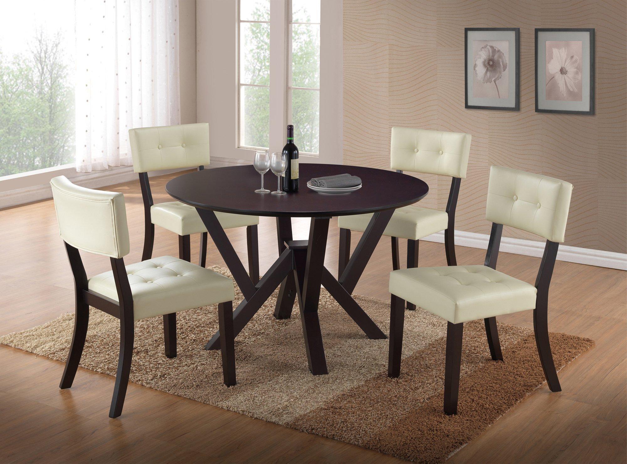 

    
Global Furniture D4848 Modern Cappuccino/Cream PVC Dining Room Set 5Pcs
