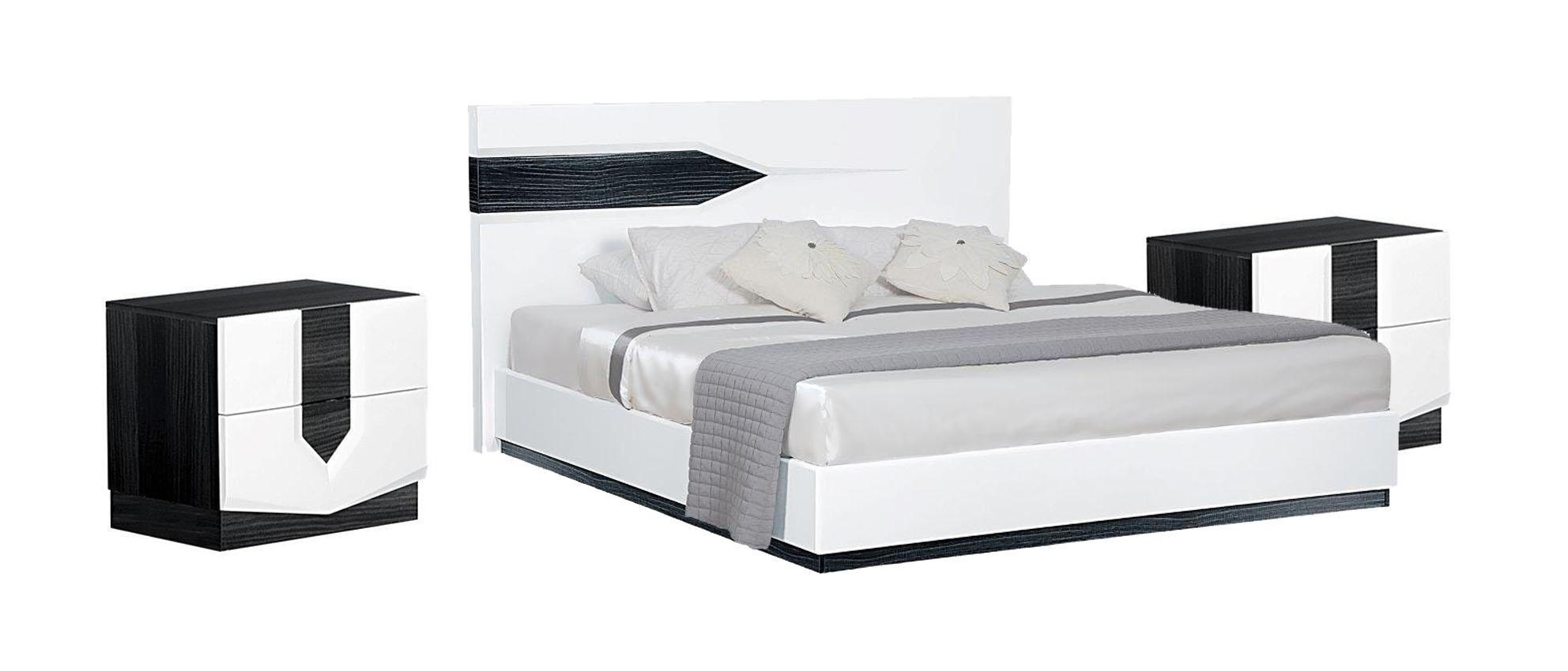 Contemporary Panel Bedroom Set HUDSON HUDSON-KB-Set-3 in White, Gray 