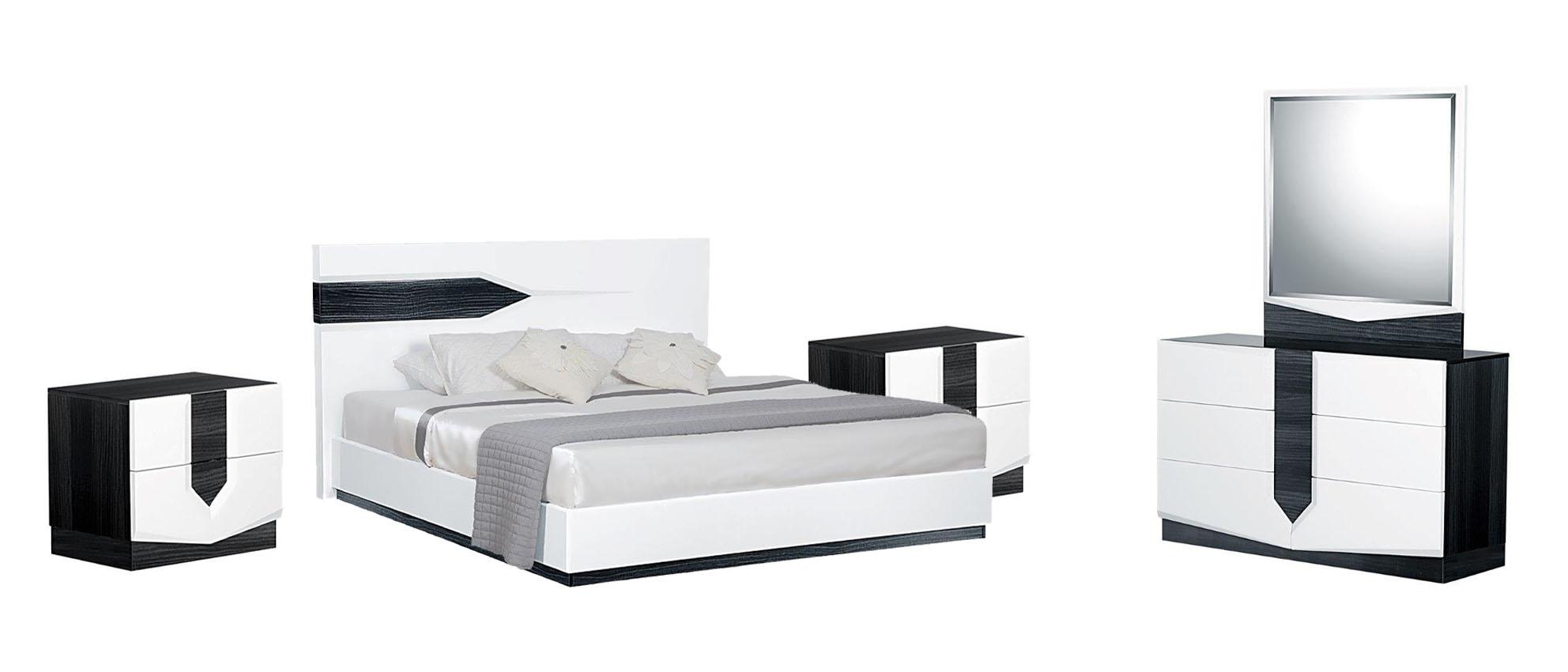 

    
HUDSON Modern High-gloss White Finish King Bedroom Set 5Pcs Global US
